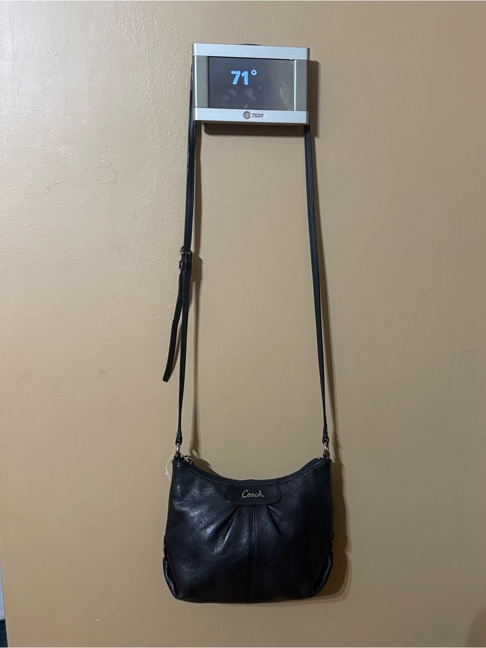 Coach Black Pebble Leather Crossbody Bag